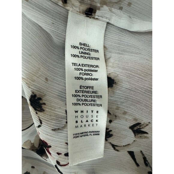 White House Black Market Floral Chiffon Cold Shoulder Hi-Low Blouse Top Size XS - Picture 9 of 10